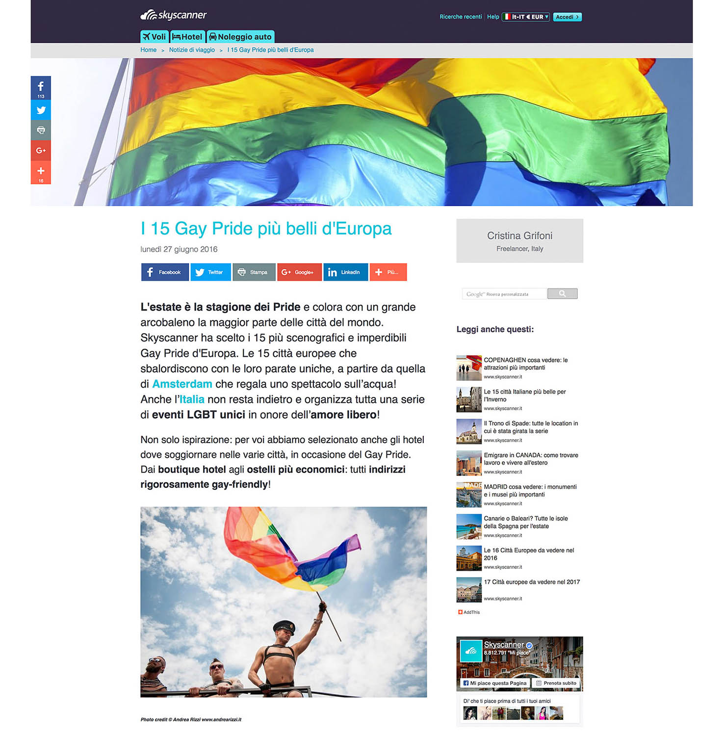 Andrea Rizzi Skyscanner Gay Pride